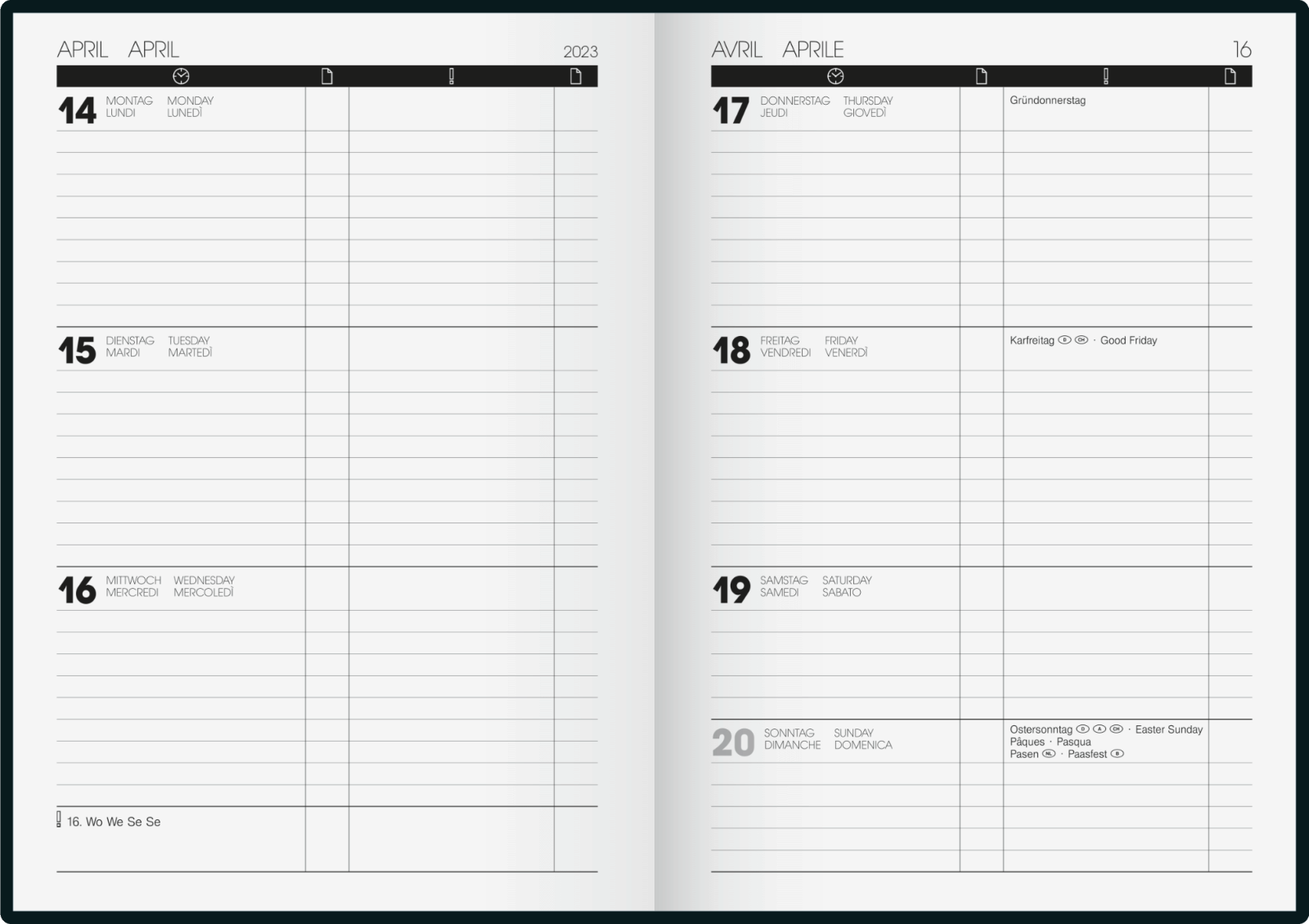 Wochenkalender | Buchkalender | A5 | 2023 | Blattgröße 14,8 x 20,8 cm